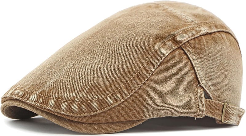 PTDTSHOU Newsboy Cap for Men Adjustable Flat Ivy Gatsby Cabbie Driving Hat Breathable Denim Cotton Golf Cap - Image 1